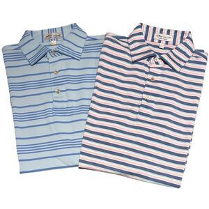 Peter Millar Blue and Pink Striped Polo Shirts